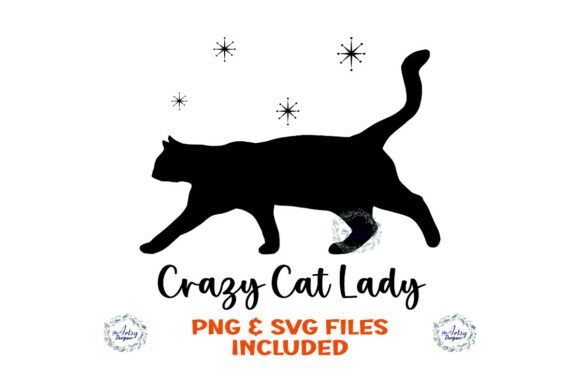 Crazy Cat Lady Black Cat Stars Svg PNG