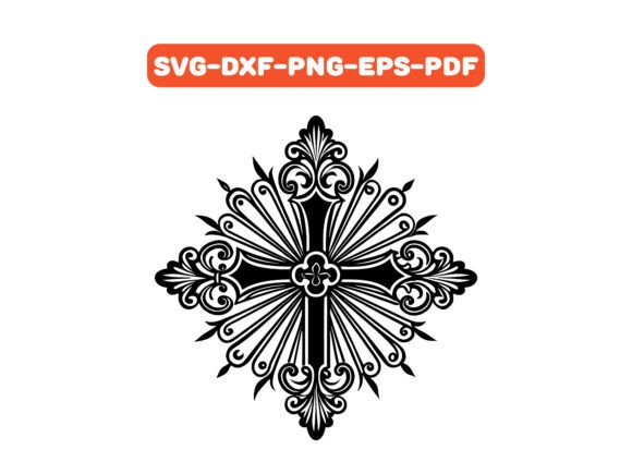 Elegant Ornate Cross Design SVG Vector