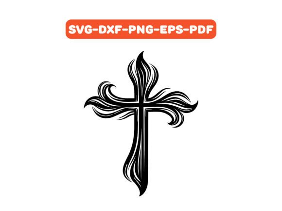 Flame Inspired Cross Design SVG Vector