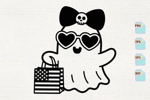 Ghost American Flag Bag Halloween Svg
