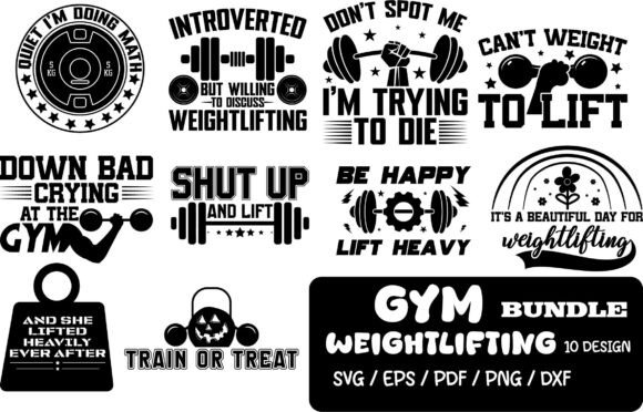 Gym Weightlifting Bundle SVG PNG