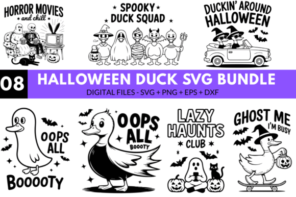 Hand-Drawn Halloween Duck SVG Bundle